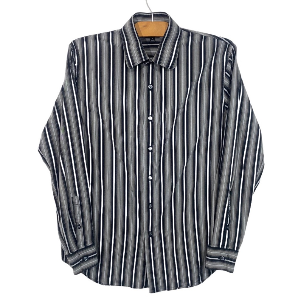 Apt. 9 Cotton Long Sleeve Button Up Striped Dress Shirt Men’s Size Medium Career